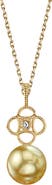 The Pearl Source Golden South Sea Pearl & Diamond Lacy Pendant