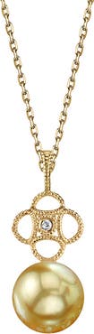 The Pearl Source Golden South Sea Pearl & Diamond Lacy Pendant
