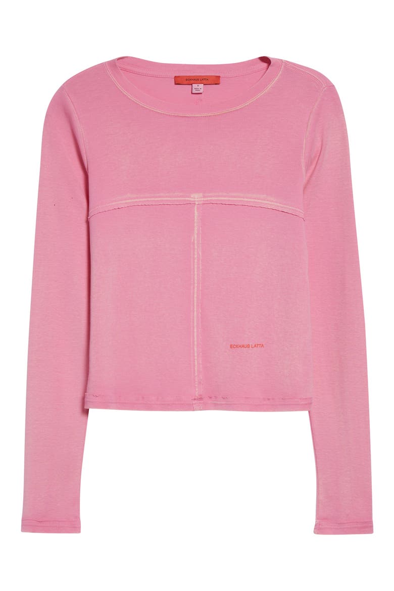 Lapped Long Sleeve Baby T-Shirt, Alternate, color, BUBBLEGUM