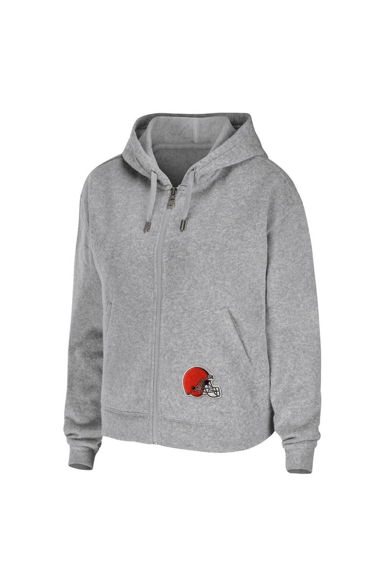 WEAR by Erin Andrews Women's WEAR by Erin Andrews Heathered Gray Cleveland Browns Team Full-Zip Hoodie, Alternate, color, 