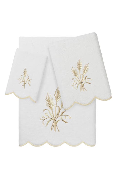 Whitney Scalloped 3-Piece Embellished Towel Set
