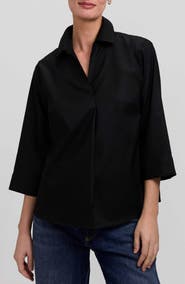 Foxcroft Cleo 34 Pleated Cotton Blend Shirt