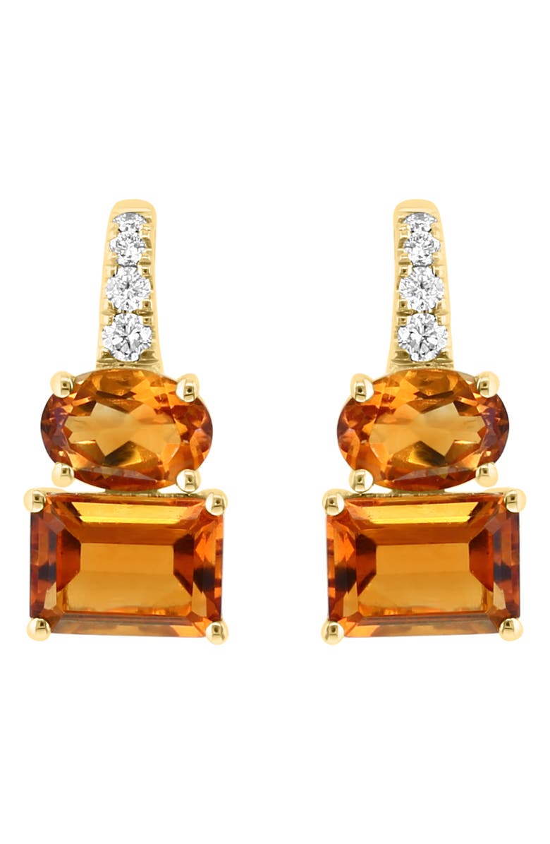 EFFY 14K Gold Diamond & Citrine Drop Earrings, Main, color, 