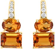 EFFY 14K Gold Diamond & Citrine Drop Earrings