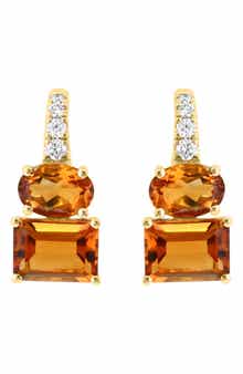 EFFY 14K Gold Diamond & Citrine Drop Earrings