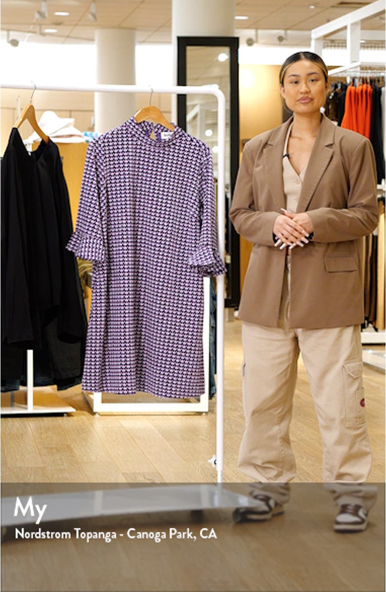 Connie Mock Neck Fluted Sleeve Jacquard Dress, sales video thumbnail