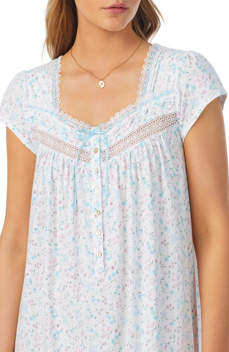 Eileen West Floral Cap Sleeve Cotton Jersey Nightgown, Alternate, color, 