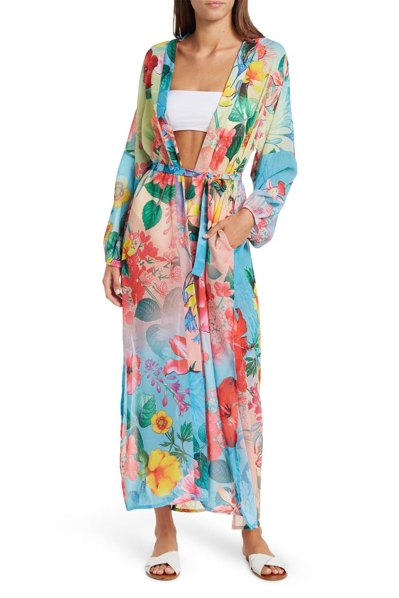 Floral Long Robe, Main, color, OMBRE