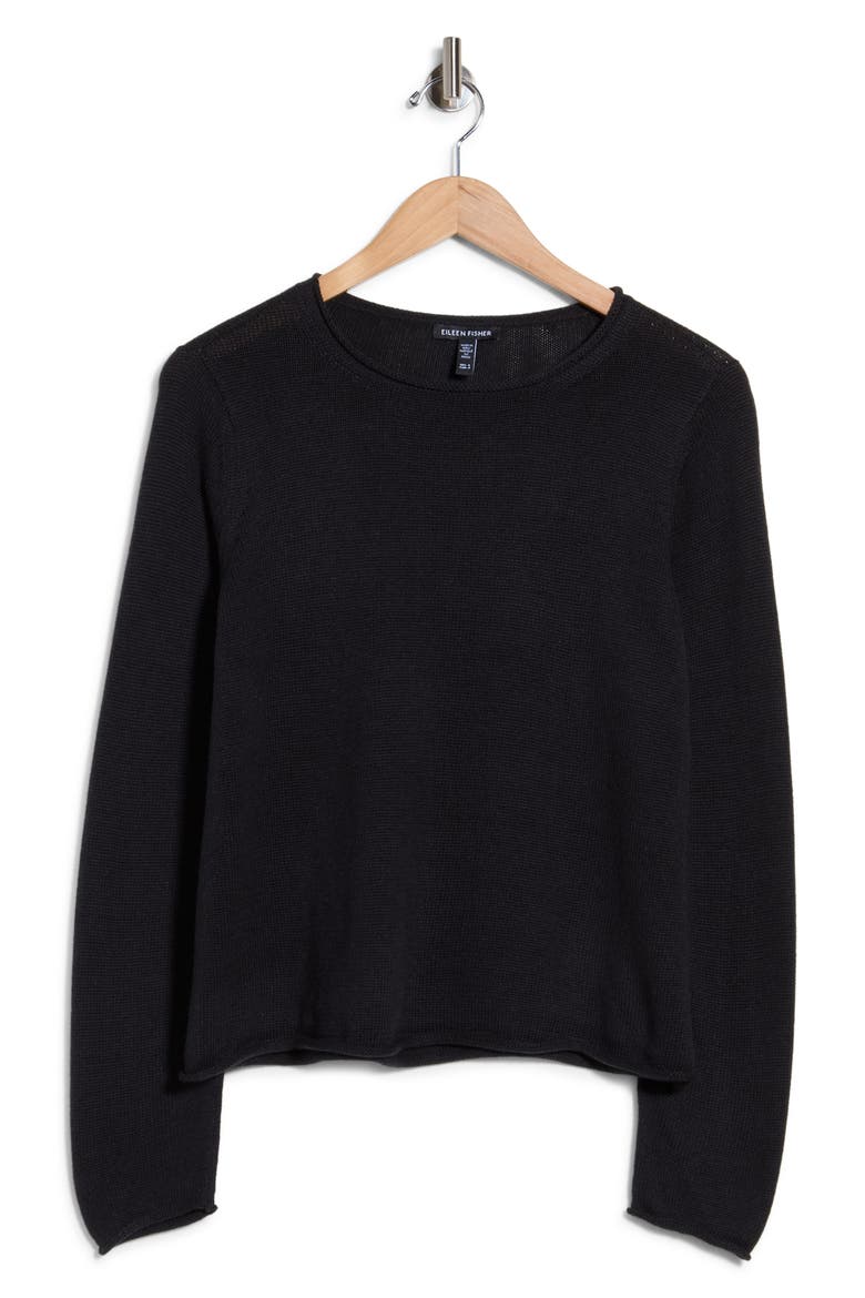 Jewel Neck Sweater, Main, color, BLACK