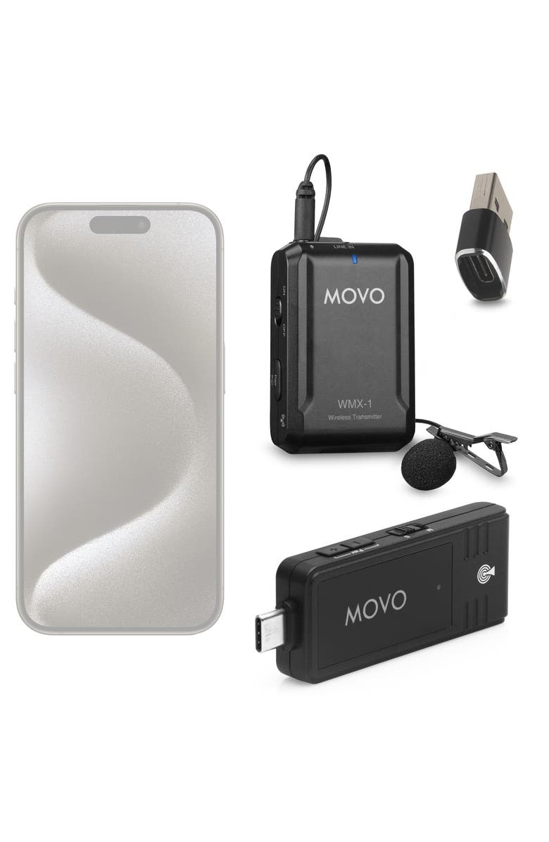 MOVO Wireless USB-C Microphone System for Android and iPhone 15 and Up, Main, color, Black
