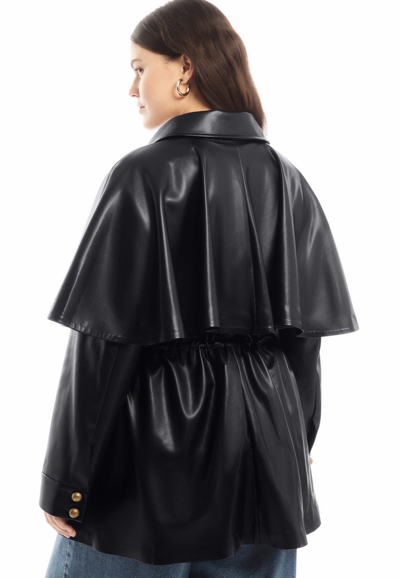 Faux Leather Cape Jacket - image 2