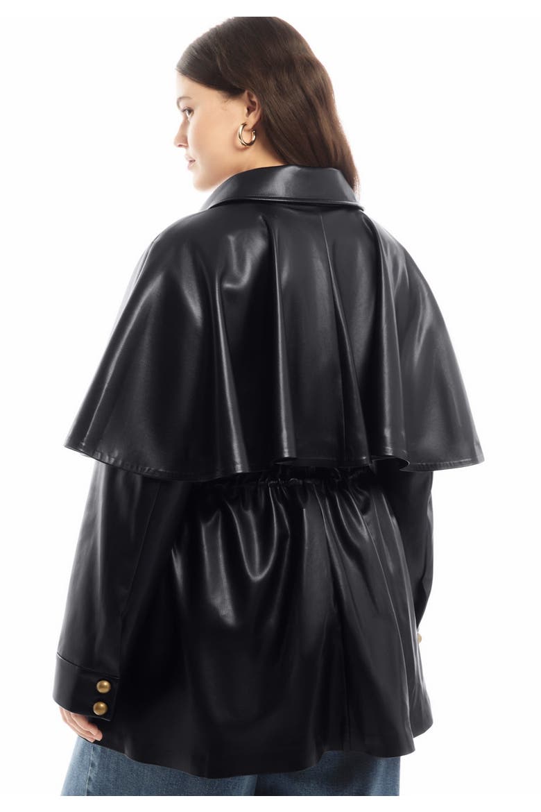 Faux Leather Cape Jacket, Alternate, color, BLACK ONYX