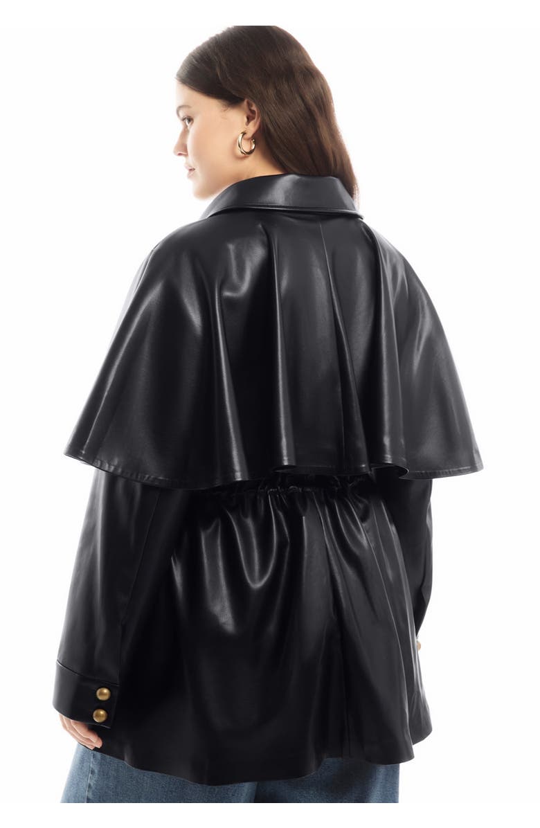 June + Vie Faux Leather Cape Jacket, Alternate, color, Black Onyx