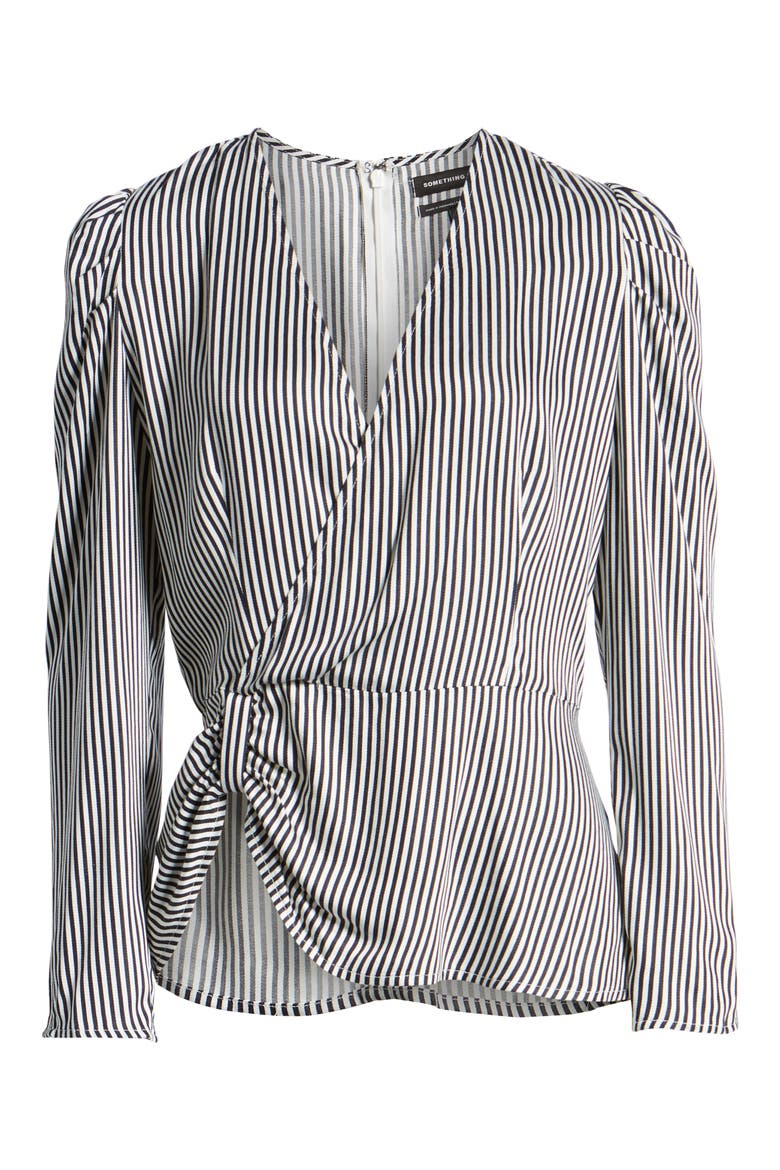 Gathered Peplum Top (Nordstrom Exclusive), Alternate, color, NAVY NIGHT TWO STRIPE