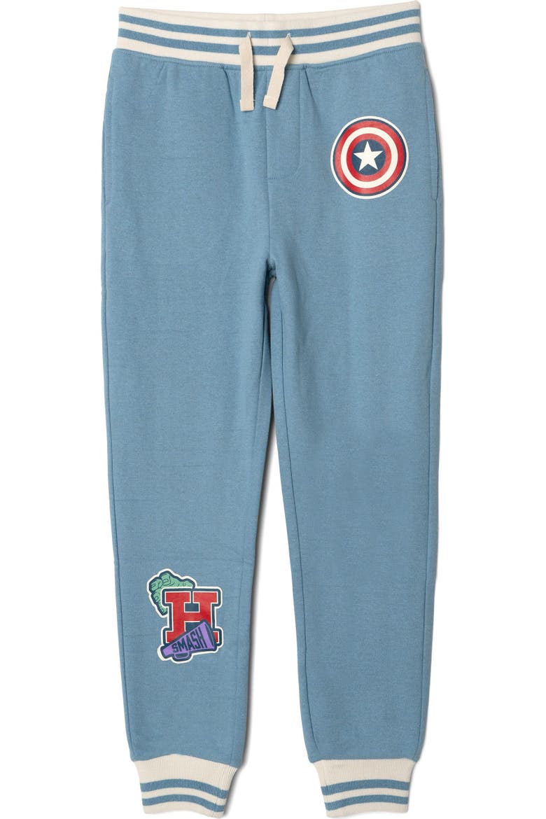 Avengers Fleece Varsity Jacket and Pants Set, Alternate, color, Avengers Blue Cream