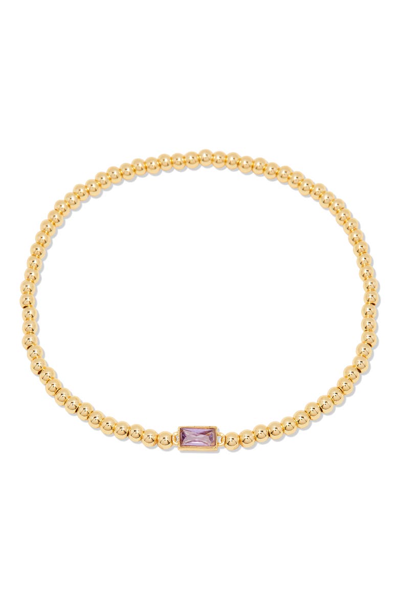 Kylie Birthstone Beaded Stretch Bracelet, Main, color, GOLD - JUNE