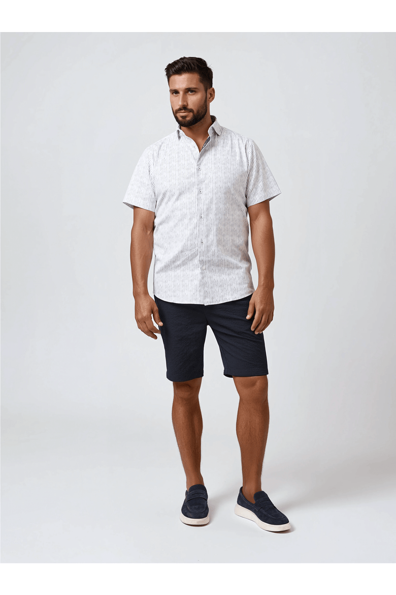 Tencel Stretch Striped SS Button-Up Shirt, Alternate, color, White