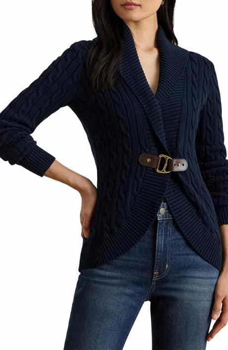 Buckle Cable Stitch Cotton Cardigan