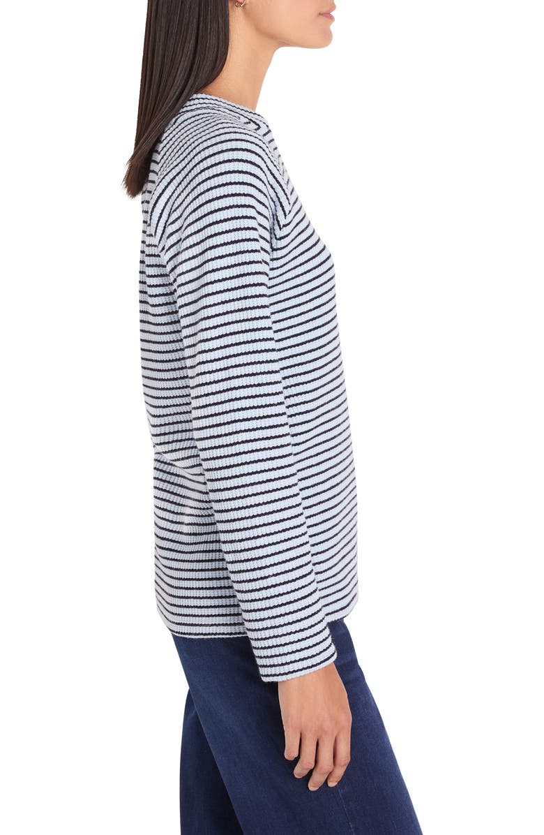 NIC+ZOE Stripe Thermal Split Neck Long Sleeve Top, Alternate, color, Blue Multi