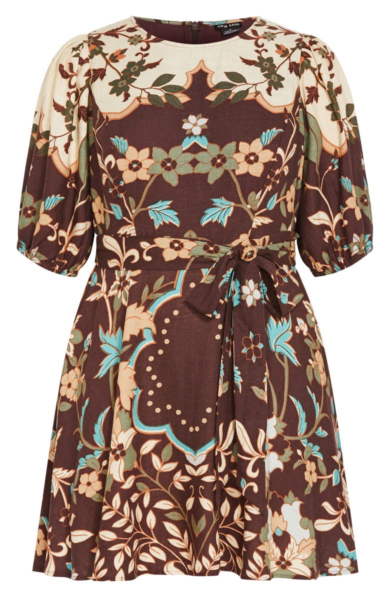 City Chic Forever Placement Print Belted Dress, Alternate, color, Forever Florence