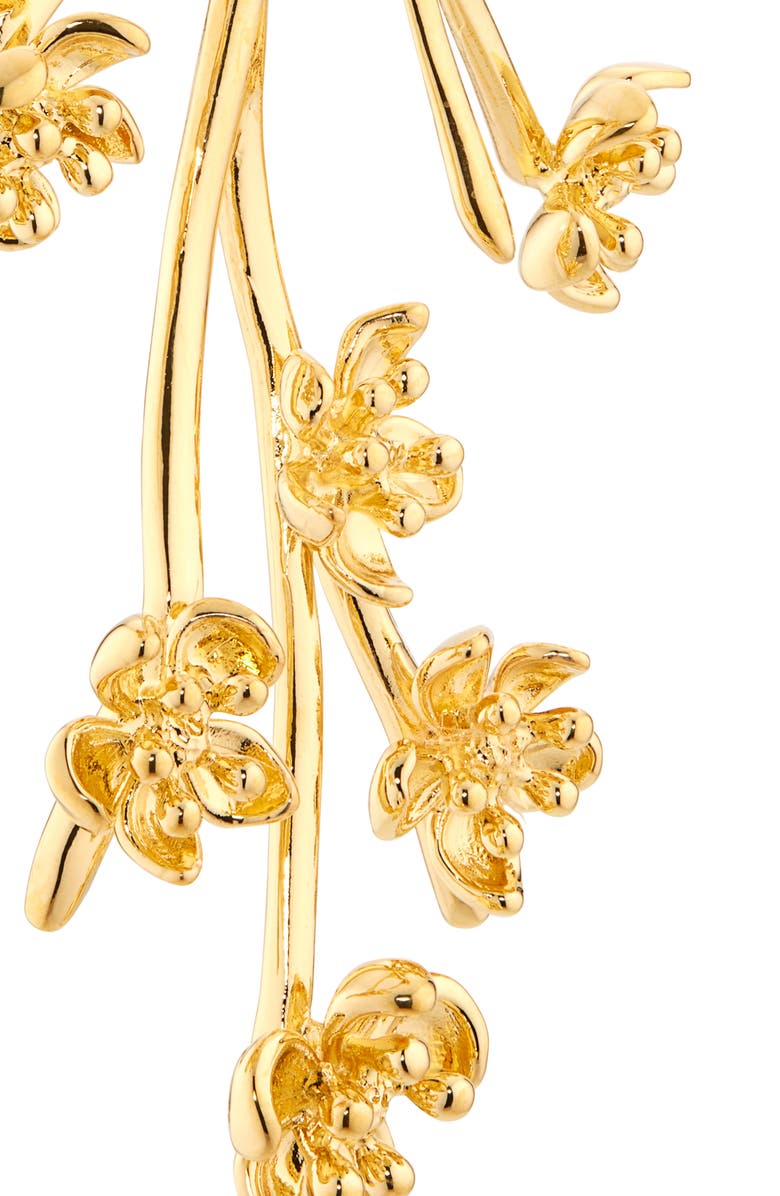 Oscar de la Renta Cherry Blossom Branch Earring, Alternate, color, Yellow Gold