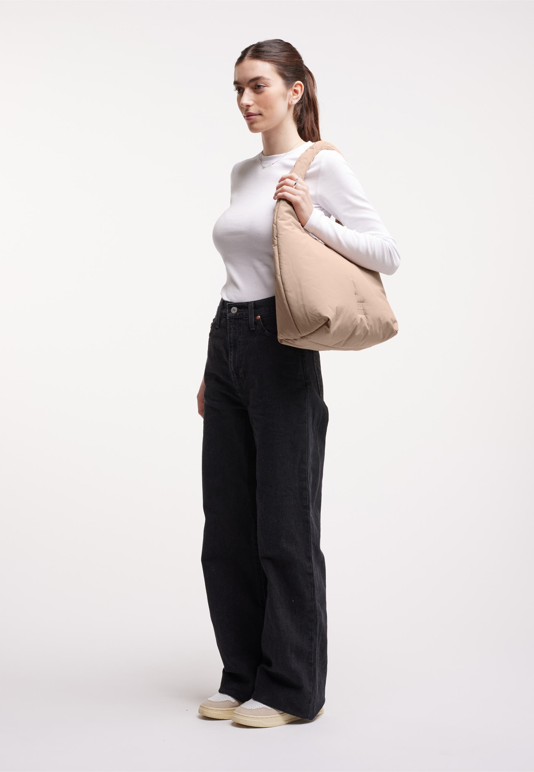 GOT BAG Cloud Shoulder Bag Recycled Nylon Puffer Handbag, Alternate, color, Sandbar