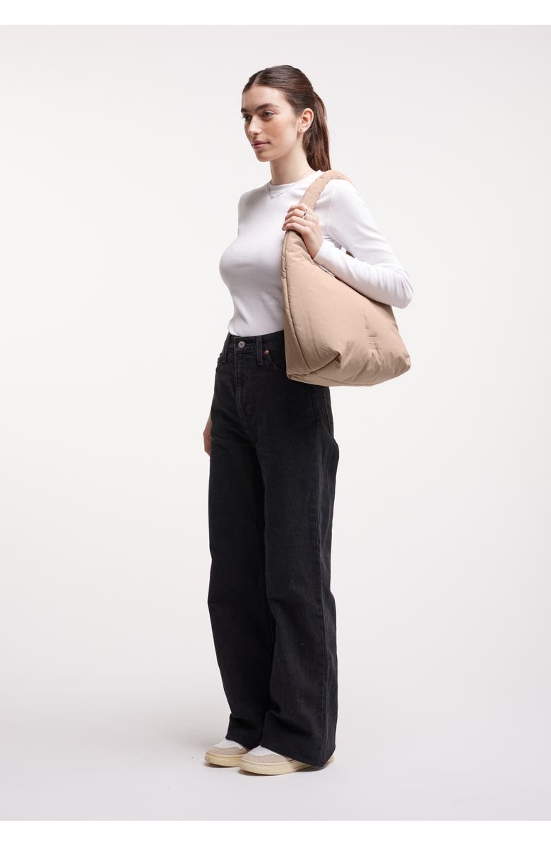 GOT BAG Cloud Shoulder Bag Recycled Nylon Puffer Handbag, Alternate, color, Sandbar
