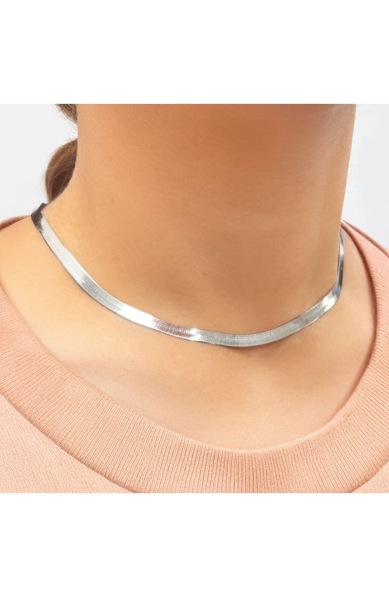 The Lovery Fine Jewelry Large Herringbone Necklace, Alternate, color, White Gold
