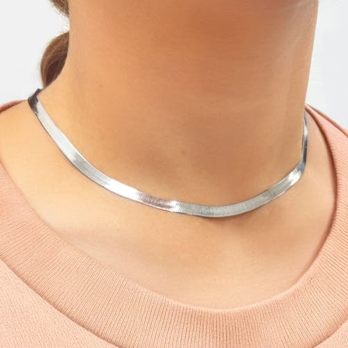 The Lovery Fine Jewelry Large Herringbone Necklace In Metallic