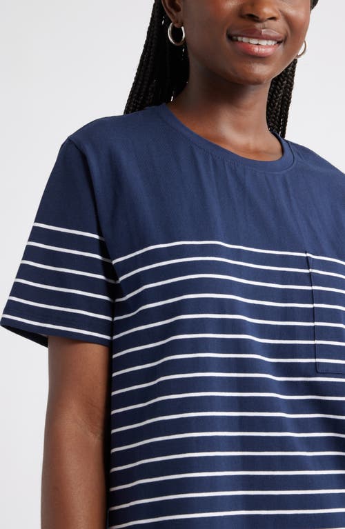 Caslon ® Patch Pocket Stripe T-shirt Dress In Blue