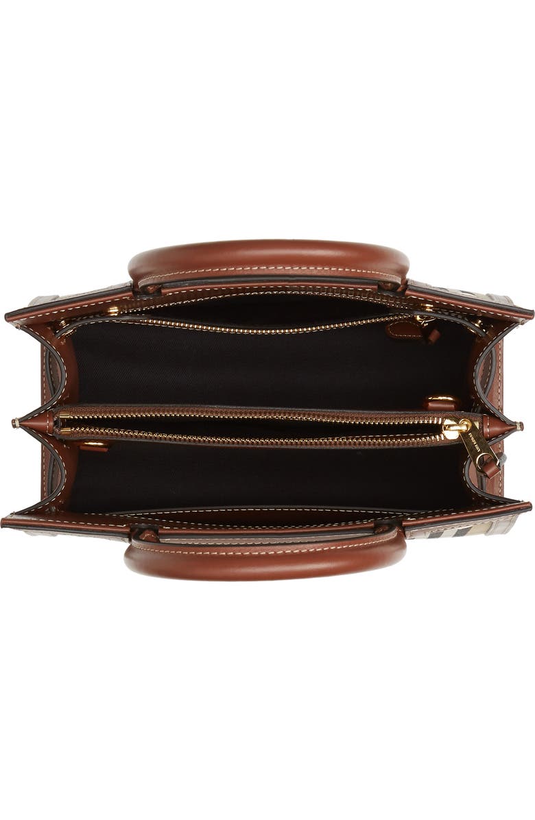 Burberry Mini Title Vintage Check Double Handle Leather & Canvas Bag, Alternate, color,