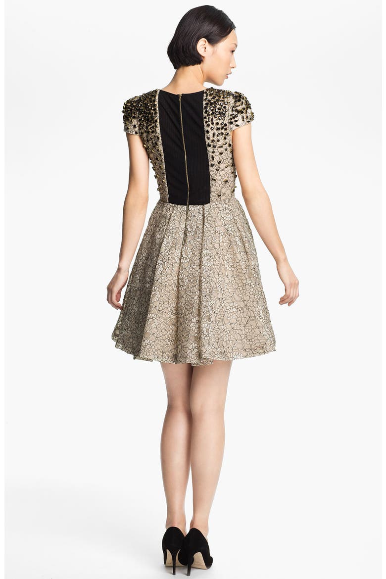 'Aubree' Embellished Dress, Alternate, color, BEIGE/ NUDE