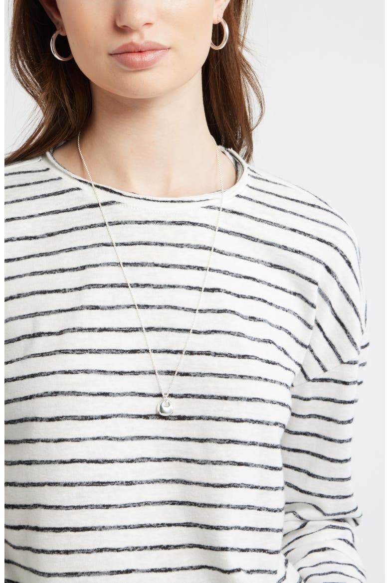 Boxy Stripe Long Sleeve Roll Neck T-Shirt, Alternate, color, IVORY- BLACK CARDY STRIPE