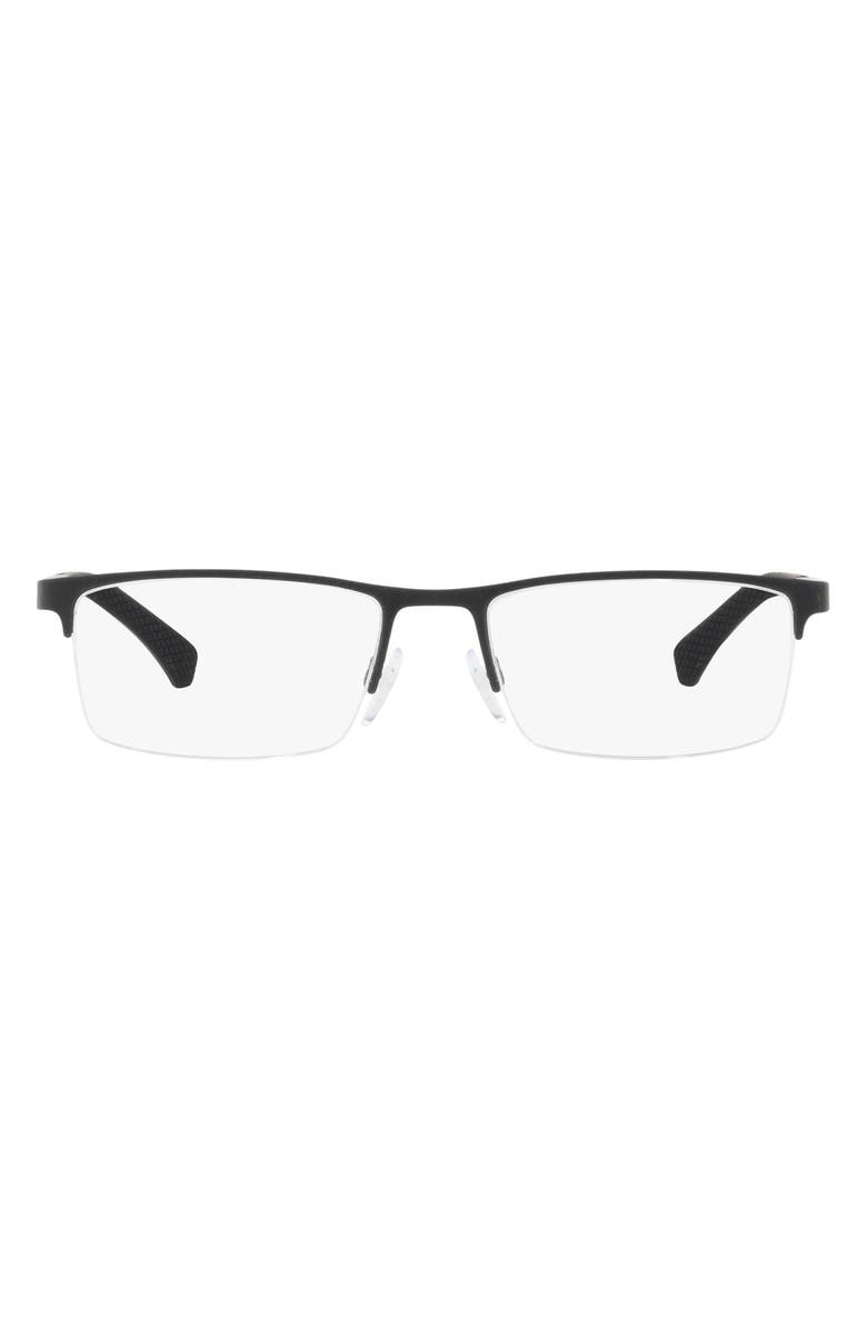 Emporio Armani Giorgio Armani 55mm Semirimless Rectangular Optical Glasses, Main, color,
