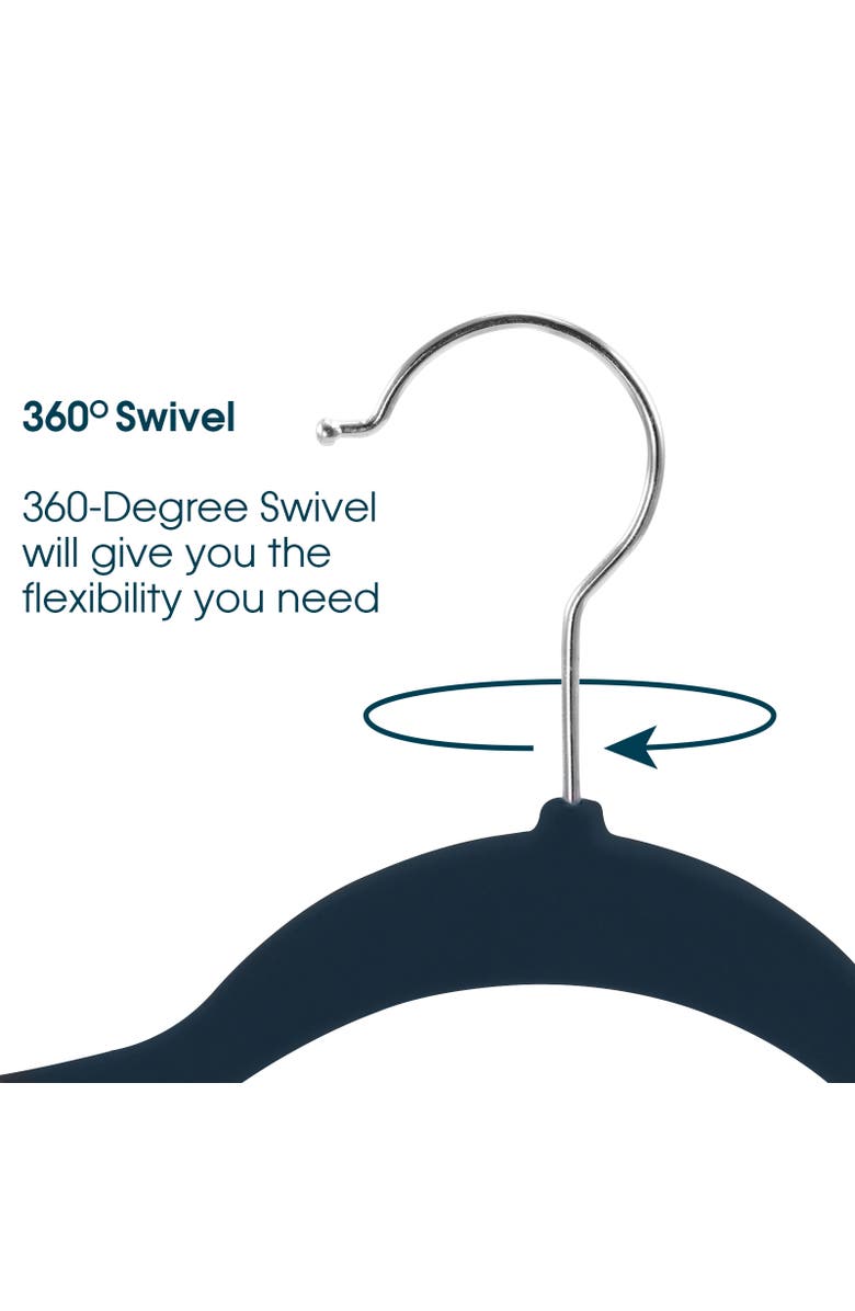 Elama Home 50 Piece Flocked Velvet Clothes Hangers with Stainless Steel Swivel Hooks, Alternate, color, Blue