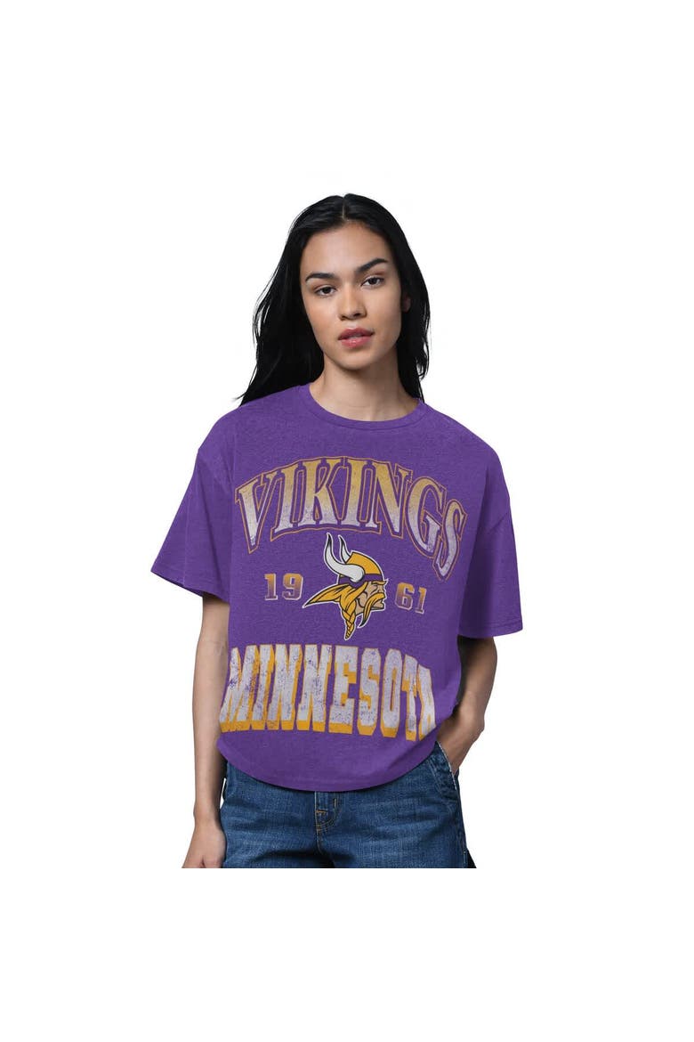 Women's Starter Heather Purple Minnesota Vikings Oversized Hall of Fame T-Shirt, Main, color, Heather Purple