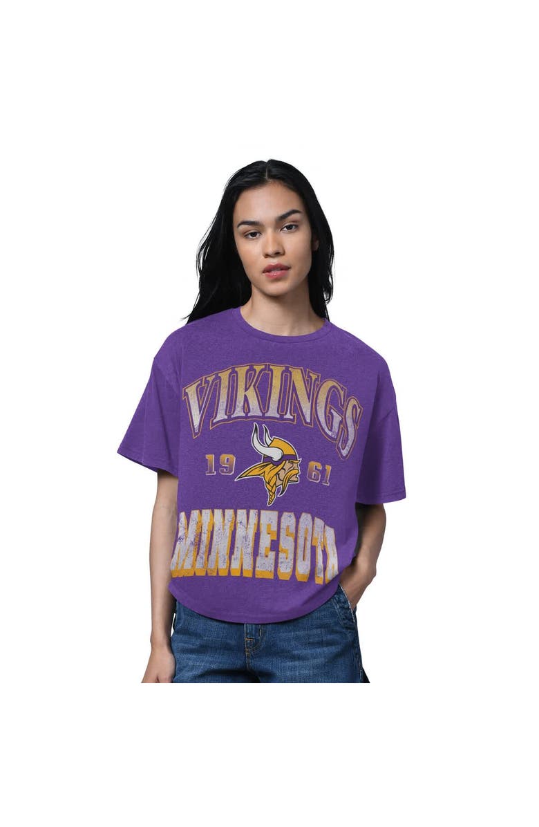 STARTER Women's Starter Heather Purple Minnesota Vikings Oversized Hall of Fame T-Shirt, Main, color, Heather Purple