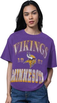 STARTER Women's Starter Heather Purple Minnesota Vikings Oversized Hall of Fame T-Shirt