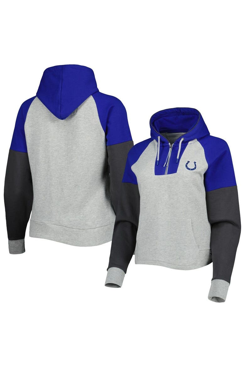 Women's Antigua  Heather Gray Indianapolis Colts Lightweight Jackpot Raglan Half-Zip Pullover Hoodie, Alternate, color, Heather Gray
