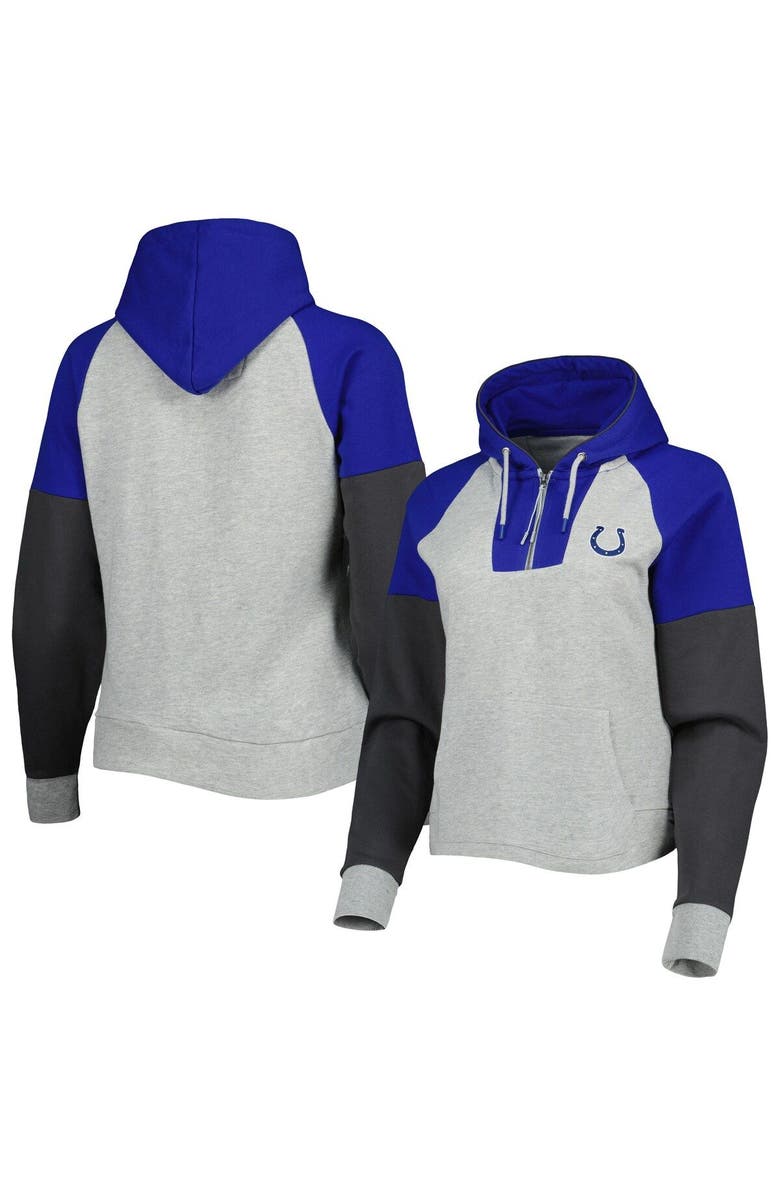 ANTIGUA Women's Antigua  Heather Gray Indianapolis Colts Lightweight Jackpot Raglan Half-Zip Pullover Hoodie, Alternate, color, 