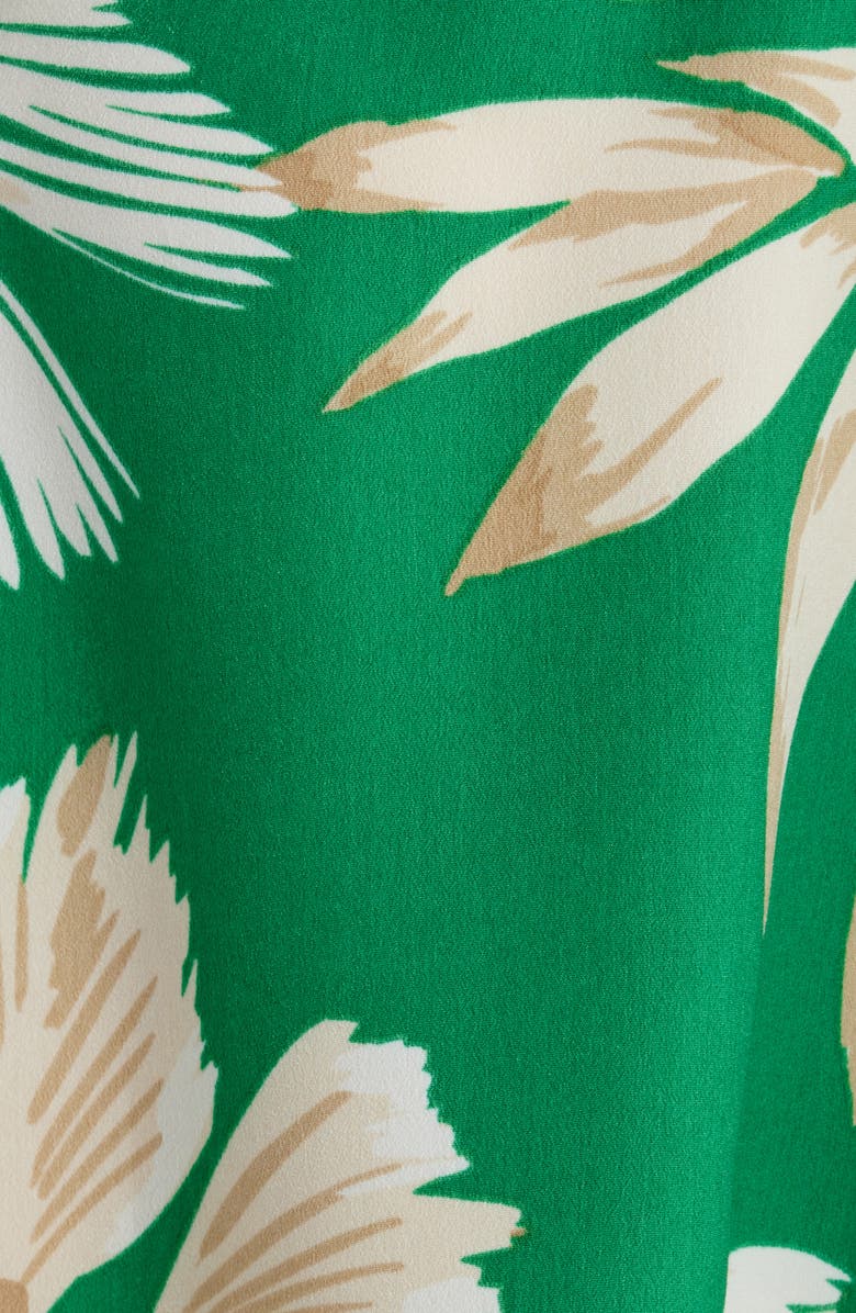 Anne Klein Palm Print Tie Cuff Crepe Top, Alternate, color,