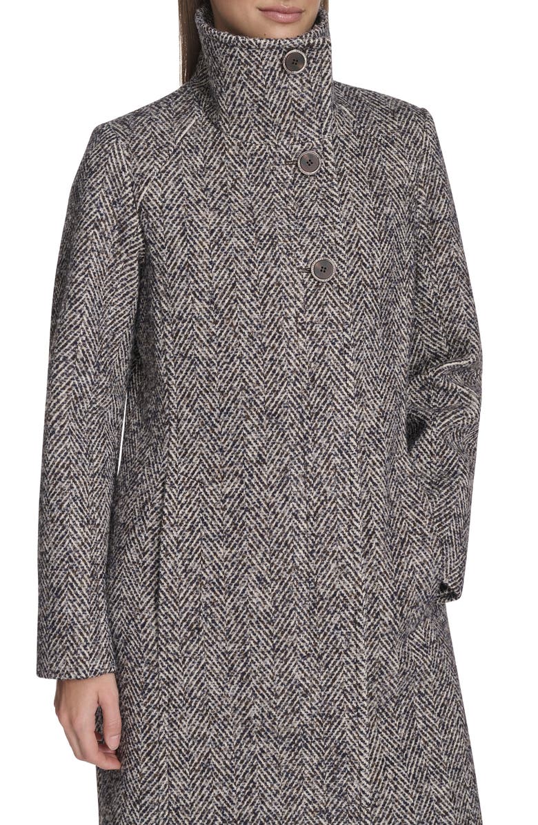 Kenneth Cole Herringbone Longline Coat, Alternate, color, 