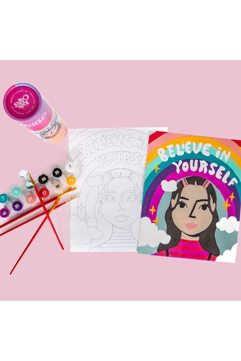 Paint By Number "Believe In Yourself" Canvas Painting Allin1 Art Kit 7+, Alternate, color, Multicolored
