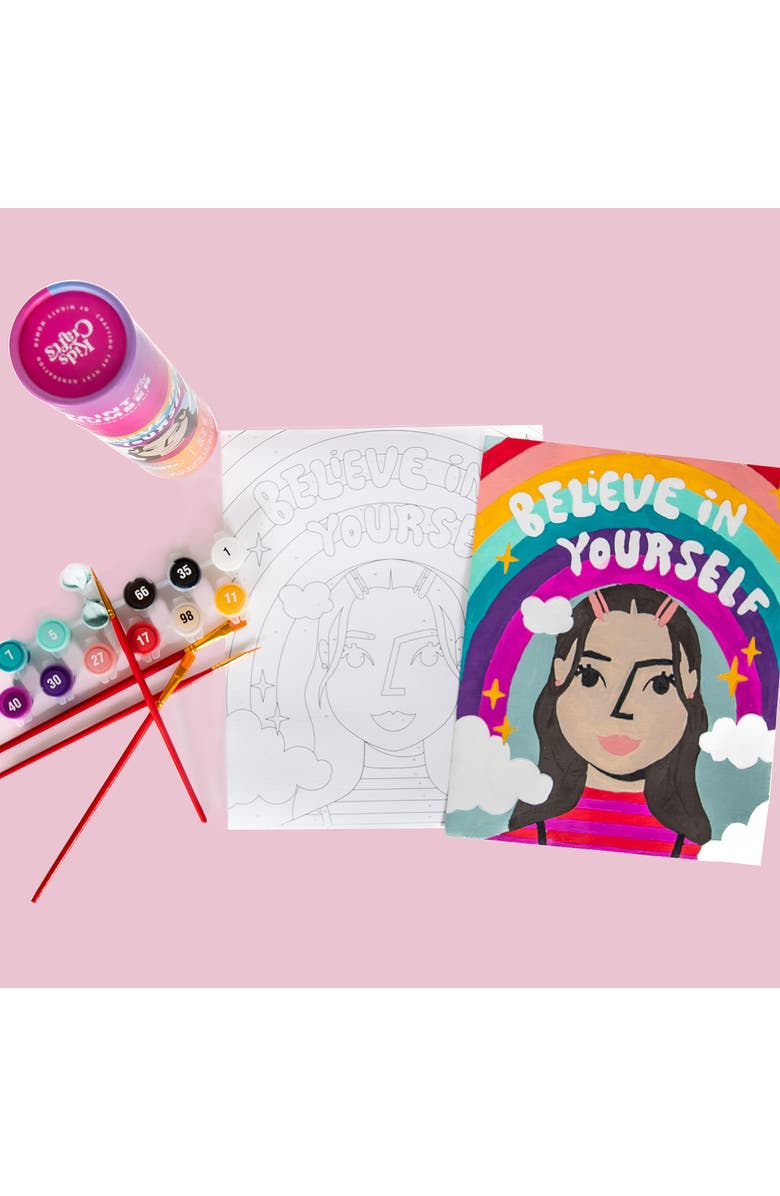Kids Crafts Paint By Number "Believe In Yourself" Canvas Painting Allin1 Art Kit 7+, Alternate, color, Multicolored