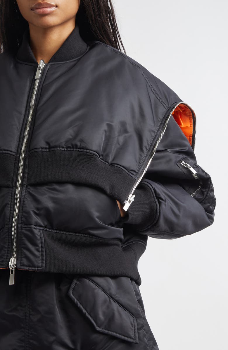 Noir Kei Ninomiya Layered Nylon Twill Bomber Jacket, Alternate, color, Black