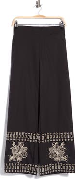 ELIE ELIE TAHARI Embroidered Hem Pull-On Pants
