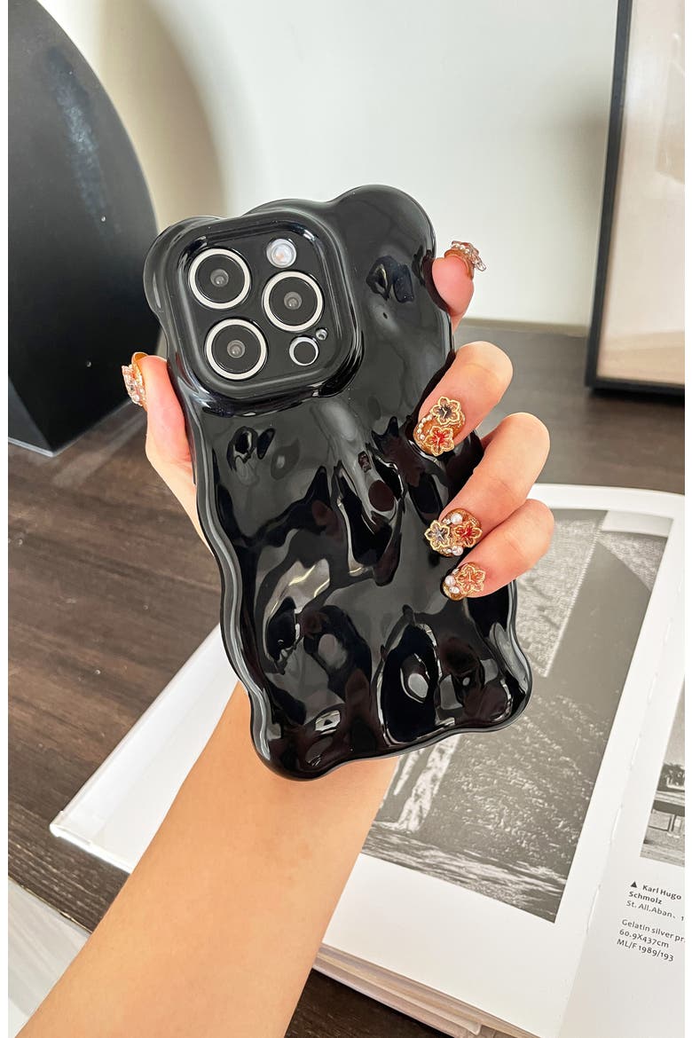 Glossy Bubbles iPhone 15 Pro Max Case, Alternate, color, BLACK