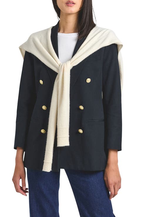 Walter Cotton Blend Double Breasted Jacket with Shrug