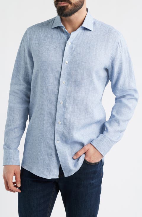 Astino Lino Tailored Fit Linen Button-Up Shirt