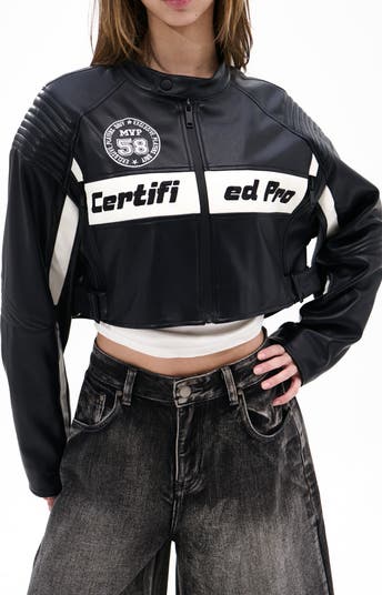 ジャケット・アウター RADIANT Racing fakeleather jacket AZALEA WANG Crop Faux Leather Racing Jacket | Nordstrom